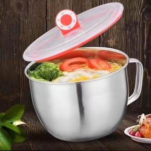 Stainless Steel Instant <b>Noodle</b> Bowl With Lid Large Capacity Round Soup Bowl For Student Lunch <b>Box</b> Household Use - Product Image 2