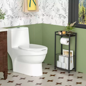 Porte-rouleau de papier toilette moderne en fer noir avec désodorisant et étagère de rangement pour hôtel et maison - Product Image 3