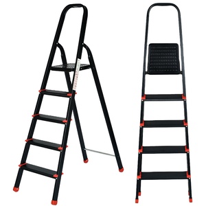Échelle pliante en <span class=keywords><strong>aluminium</strong></span> KOLLMAX à 5 marches avec main courante de sécurité, échelle domestique légère antidérapante pour la cuisine et l'intérieur - Product Image 2