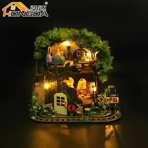 Hongda hot sale M2232 Forest Secrect House wooden puzzle miniature doll house for child