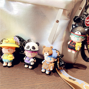 Dibujos animados triste pequeño llorón con oso llavero lindo llanto bebé llevar Animal figura llavero mochila colgante - Product Image 2