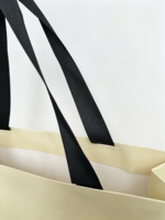Cream White Custom Logo Digital Printed Paperboard Shopping Bag with Black Ribbon Handles Luxury Recyclable Promotion Gift Bags