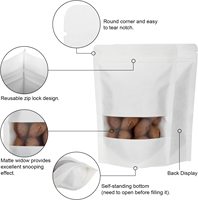 Sacs personnalisés en papier kraft blanc pour emballage alimentaire de bonbons et snacks, sacs refermables à fenêtre et fermeture éclair