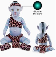 Boneka Bayi Reborn Bersinar dalam Gelap, Figur Bayi Vinyl Lembut 20 inci 50cm dengan Pakaian Cetak Leopard Kustom