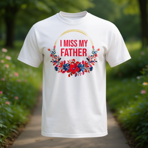 Camiseta floral con diseño de flores rojas y azules, recuerdo de mi padre, regalo familiar - Product Image 2