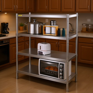 Étagère de rangement réglable à 4 niveaux en acier inoxydable Vevor, 48x24x59 pouces, robuste, pour cuisine commerciale, garage - Product Image 2