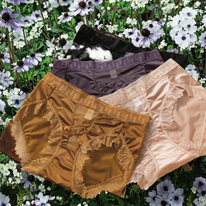 Braguitas de Cintura Baja para Mujer, Sexy, de Spandex/Nailon, Transpirables, con Encaje Hueco Transparente, Decoración de Lazo, Tejido Liso Teñido - Product Image 3