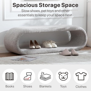 Taburete Nórdico Portátil de Tela Moderna para Cambiar Zapatos, para Uso en <span class=keywords><strong>el</strong></span> Hogar y Hoteles, Tapizado en Chenilla, para Sentarse por Tiempo Prolongado - Product Image 3