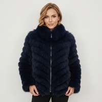 Veste de luxe en vraie fourrure de renard gris pour femme, motif chevron, manteau en fourrure de renard naturelle, couture en V, vêtement d'extérieur en fourrure véritable