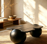 Tables basses en bois massif créatives, tables à thé modernes pour salon et hôtel, table à thé vintage et de forme unique en frêne