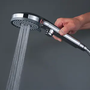 <span class=keywords><strong>Pommeau</strong></span> <span class=keywords><strong>de</strong></span> <span class=keywords><strong>douche</strong></span> à main rond chromé pour salle <span class=keywords><strong>de</strong></span> bain 3 + 2 modes à économie d'eau à haute pression avec interrupteur marche/arrêt - Product Image 3
