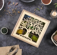 Boîte à thé rustique en bois motif de fleurs uniques boîtes de rangement pour sachets de thé à 9 compartiments pour cadeau maison de thé