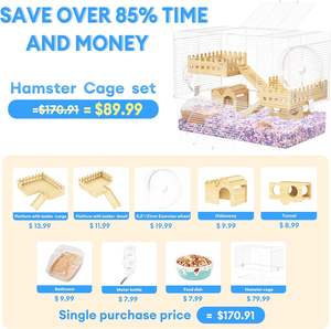 <span class=keywords><strong>Cage</strong></span> pour <span class=keywords><strong>hamster</strong></span> BUCATSTATE en plastique écologique à 3 niveaux pour petites races (rat nain syrien) comprend 8 accessoires (24.4 "L <span class=keywords><strong>X</strong></span> 13.8" W - Product Image 2