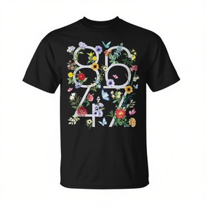 T-shirt con design floreale retrò vintage 8647, unisex, taglia media per adulti - Product Image 2