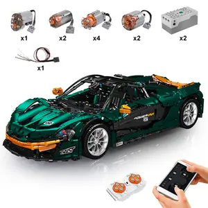 ढालना राजा 13091 P1 गहरे हरे रंग एप्लिकेशन बिजली रिमोट कंट्रोल खेल कार ईंटों ब्लॉक खिलौने