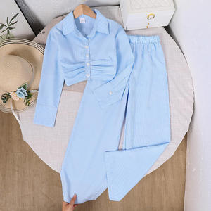 Nuevo Conjunto Casual <span class=keywords><strong>de</strong></span> Otoño para <span class=keywords><strong>Niñas</strong></span>, Camisa <span class=keywords><strong>de</strong></span> <span class=keywords><strong>Manga</strong></span> <span class=keywords><strong>Larga</strong></span> a Rayas con Cintura Ajustada y Pantalones con Tela <span class=keywords><strong>de</strong></span> Lana - Product Image 6