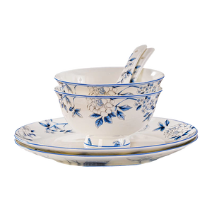 صحن عظمي عالي الجودة من الصين ، صحن أزرق وأبيض ، نمط قابل للتخصيص على الطراز الصيني للاستخدام المنزلي والحفلات - Product Image 6