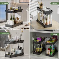 Étagère de rangement double couche multifonctionnelle grande capacité sans perçage pour évier de cuisine et salle de bain – Meilleure vente