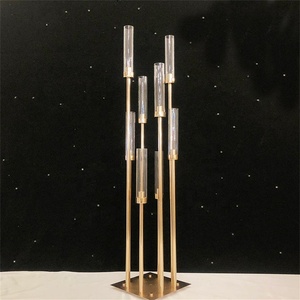 Candelabro Moderno de Metal Dorado y Vidrio de 8 Brazos, Centro de Mesa Decorativo para Bodas y Eventos, Simpson SPS-12 H 126cm - Product Image 6