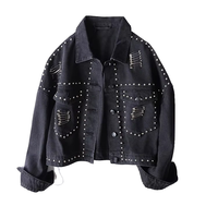 Veste en jean streetwear avec strass pour homme, veste en denim brodée personnalisée avec strass, veste de luxe artisanale pour homme