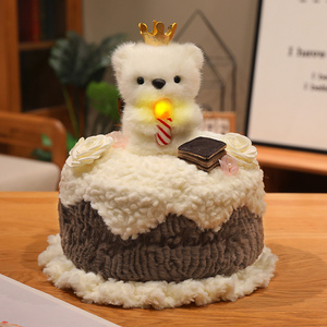 Juguete de Peluche con Forma de Pastel de Cumpleaños con Vela Iluminable, Adorable Animal de Peluche (Conejo, Oveja, Elefante, Ratón, Cachorro), Muñeco de Peluche, Regalo Personalizado - Product Image 4