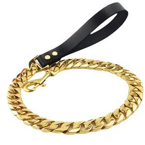 Kalung Rantai Cuban Link Kustom Logam Emas 18K 15mm19mm 32mm Set Kalung dan Tali Anjing Emas - Product Image 4