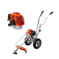 Mesin Pemotong Rumput Dorong Manual 5.5HP DIY Berbahan Bakar Bensin 2/4-Tak dengan Sasis Baja dan Roda Pemotong Rumput Robot