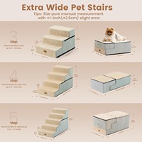 Escalier portable 3 marches extra large pour chiens et chats, 35,5 cm de hauteur, en mousse à mémoire de forme durable, antidérapant, avec housse en polyester imperméable amovible et lavable