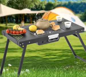 Stainless Steel Foldable <b>Portable</b> Charcoal Grill Outdoor Camping <b>BBQ</b> Picnic Grill for Two to Four People - Product Image 4