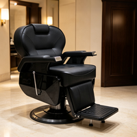 Fauteuil de Barbier Hydraulique Inclinable Moderne Tout Noir à Cadre Robuste, Vente en Gros Direct Usine pour Salons de Beauté et Barbiers