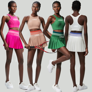 Custom Quick Dry Ademend Tanktop Geplooide Tennisskirt Set voor Dames Gym Plus Size - Product Image 1