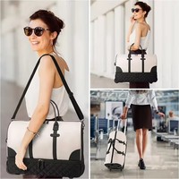 Sac à roulettes de luxe de 21 pouces avec trousse de toilette Bagages à main Sac de voyage durable pour voyage d'affaires