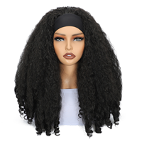 Perruques Afro Bouclées Frisées Synthétiques Classiques pour Petites Femmes Noires, avec Bandeau, Résistantes à la Chaleur, Ondulées et Volumineuses, Sans Colle