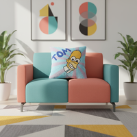 Housse de coussin décorative brodée à la main, motif rayé vintage, dessin animé, alphabet, pour hôtel, hôpital, maison, 100% coton