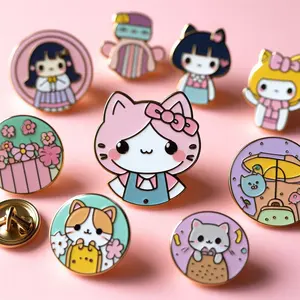 Pinos de esmalte de gato personalizados mais vendidos, crachás de metal kawaii, crachás de esmalte duros e macios, alfinetes fofos de desenho animado