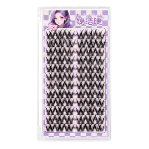 Pestañas Postizas Jiejie Hechas a Mano, Grandes, Gruesas, de Fibra Mate Negra, Multi Capacidad, 12 Filas, para Fiesta - Product Image 1