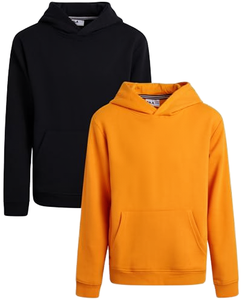 Sudadera con Capucha de Algodón para Niños, Informal, para Otoño, Naranja y Negro, Manga Larga, Sin Forro, Teñido Liso - Product Image 1