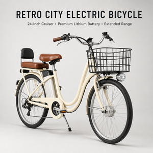 Bicicleta Eléctrica Urbana Flying Pigeon de 24 Pulgadas con Batería de Litio, Bicicleta Eléctrica para Desplazamientos con <span class=keywords><strong>Cesta</strong></span> y Asiento Trasero, Estándar 3C - Product Image 2