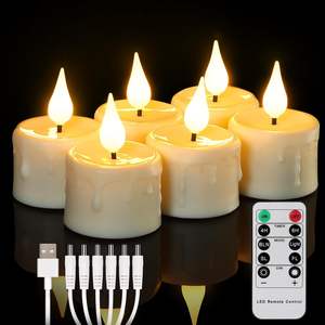2024 candele morbide luci da tè a fiamma 3D con Timer remoto senza fiamma luci da tè a LED 6 pz/set USB ricaricabili candele LED - Product Image 1