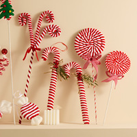 Ornement suspendu pour sapin de Noël, nouveau, en velours pelucheux, en forme de canne à sucre, accessoires photo style Instagram, décorations de Noël classiques