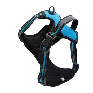 Adjustable Reflective Nylon Dog <b>Harness</b> with Rope Leash Blue and <b>Black</b> Large Size Buckle Closure Simple Style for Dogs - Product Image 1