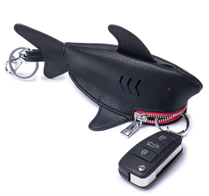 2025 New Pu Leather Personalized Creative Little Shark Keychain Pendant Cute Fashion Earphone Lipstick Storage Bag Hanging - Product Image 4