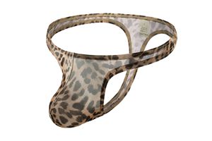 Sous-vêtements pour <span class=keywords><strong>homme</strong></span> en maille de nylon respirante à imprimé léopard sexy, <span class=keywords><strong>string</strong></span> taille basse - Product Image 2