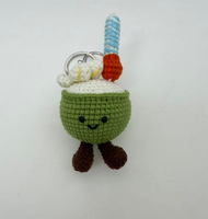 Handgemaakte gehaakte kokoswaterbeker sleutelhanger schattig amigurumi fruitpop hanger rugzak accessoires groothandel 2026