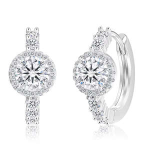 Moissanite Halo Hoop Earring 925 Sterling Silver 14K Gold Plated D Color VVS1 GRA Flower Mossanite Diamond Earring for <b>Wife</b> Mom - Product Image 1