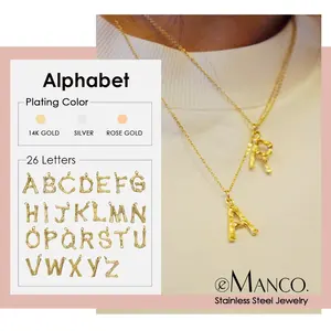 Collar con colgante de acero inoxidable con inicial de la marca eManco, 4 tipos de cadenas <span class=keywords><strong>para</strong></span> mujer, joyería <span class=keywords><strong>para</strong></span> la <span class=keywords><strong>mejor</strong></span> <span class=keywords><strong>amiga</strong></span>. - Product Image 1