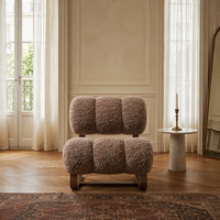 Boucle-Akzentstuhl Moderner Loungesessel Massivholzrahmen Wohnzimmermöbel Italienischer Stil Sessel für Zuhause Hotel Villa