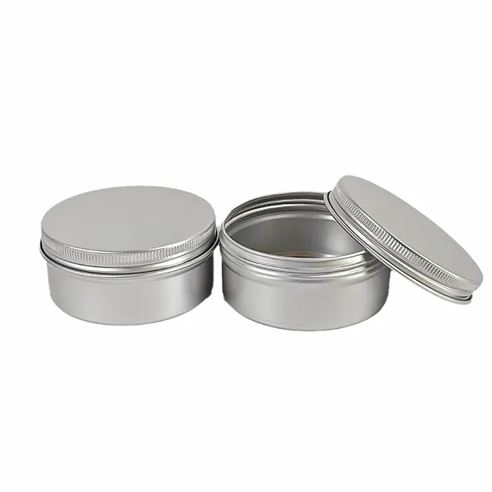 Aluminum Jar With Screw Cap 5mL 10mL 30mL 50mL 60mL 80mL 100mL 120mL 150mL 180mL Round Silver Cosmetic Lid Tin Container Can