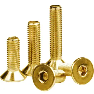 Countersunk Flat Head Hex Socket Screws Hexagon Alloy Steel Titanium Plating Gold Screw M3 M4 M5 M6 L4-50mm