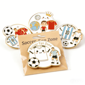 Badges de revers personnalisés en alliage de zinc, souvenirs de football, fabrication de pin's en émail souple ou dur - Product Image 1